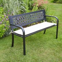 Black Garden Bench Metal 2 Seater Patio Chair Outdoor Seating Ornate Design