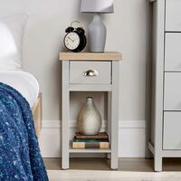 Grey Oak Narrow Bedside Cabinet 1 Drawer Lamp Side Table Night Stand Avon