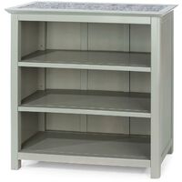 Grey 3 Tier Low Bookcase Display Adjustable Wooden Shelving Unit Stone Top
