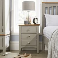 Modern Grey Solid Wood Bedside Lamp End Side Table 3 Drawers Bedroom Furniture