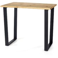 Modern Antique Wax Finish Pine Console Table Hallway Side Table Black Metal Legs