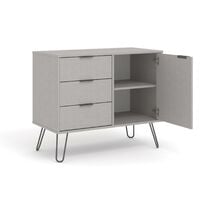 Grey Sideboard Cupboard With 1 Doors, 3 Drawers Living Room Storage Furniture