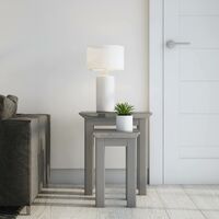 Grey Painted Wooden Nest of 2 Coffee Side Tables Lamp Table Toughened Glass Top