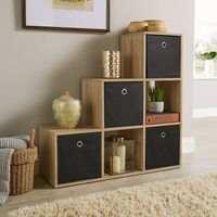 Step Style Storage Cube 6 Shelf Bookcase Wooden Display Staircase Sonoma Oak