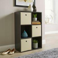 Storage Cube 6 Shelf Bookcase Wooden Display Unit Organiser Black Furniture