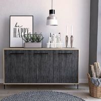 Sideboard Cupboard Cabinet With 3 Doors In Grey Oak Effect Living Room Storage