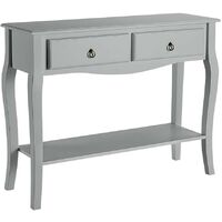 Grey Console Telephone Hallway Table 2 Drawer Shelf French Sculpted Curved Legs