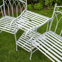 Grey Garden Bench Duo Love Seat Companion Chair Outdoor 2 Seater Ornate Design