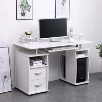 Apollo White Computer Desk PC Laptop Table Home Office Study Workstation Gaming