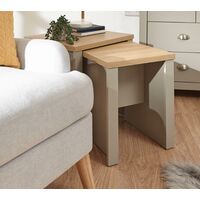 Lancaster Grey Nest of 2 Side End Coffee Lamp Tables Nested Pair Oak-Effect Top