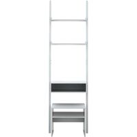 Grey Ladder Modern Style 3 Tier Computer Study Desk with Bookcase Shelves