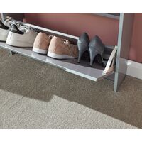 Narrow High Gloss Grey 2 Tier Shoe Cabinet Rack Storage For 6 Pairs of Shoes