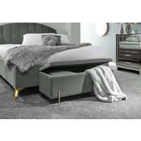 Grey Fabric Storage Ottoman Bench Bedroom Unit Gold Metal Legs Upholstered