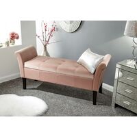 Upholstered Blush Pink Window Seat Ottoman Storage Compartment Bench Footstool
