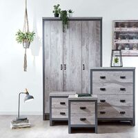 Boston 4pc Bedroom Furniture Set Wardrobe Chest Drawers Pair of Bedsides Grey