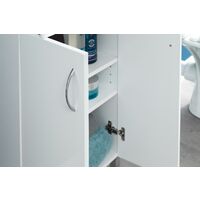 White 2 Door 1 Drawer Bathroom Wood Side Cabinet Shelf Toilet Accessory Storage
