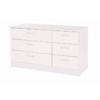 Chest of 6 Drawers White Gloss 3 + 3 Ottawa Bedroom Furniture Storage