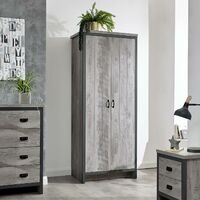 Boston 3pc Bedroom Furniture Set Wardrobe Chest Drawers Bedside Table Grey