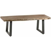 Living Live Edge Coffee Side Table Top Solid Rustic Solid Wood Metal legs