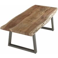 Living Live Edge Coffee Side Table Top Solid Rustic Solid Wood Metal legs