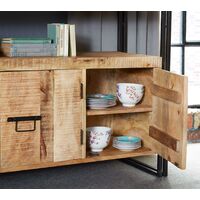 Industrial Solid Wood Sideboard Cupboard 1 Shelf Metal Handles Handmade Item