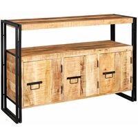 Industrial Solid Wood Sideboard Cupboard 1 Shelf Metal Handles Handmade Item