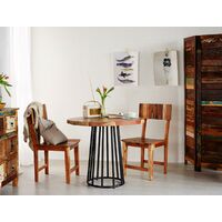 Beverly Round Dining Side Table Reclaimed Rustic Wood Metal Frame Hand Finished