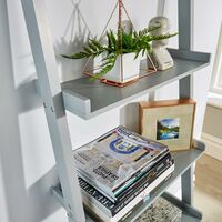 Grey Ladder Shelving Unit 5 Tier Display Stand Book Shelf Wall Rack Storage