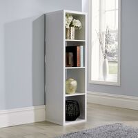 Deluxe Chunky Storage Cube 4 Shelf Bookcase Wooden Display Unit Organiser White