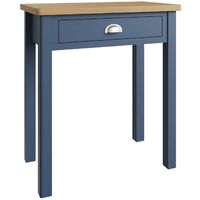 Blue Two Tone Dressing Table Wooden Desk Vanity Set 2 Drawer Storage Oak Top