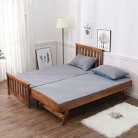 Florida Single Pine 3ft Wooden Bed with Pull Out Trundle Guest Bed Solid Wood