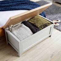 Grey Oak Ottoman Storage Chest Toy Chest Blanket or Bedding Box Safety Hinge 
