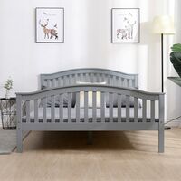 Madrid Double Grey Wooden Bed 4ft 6 Solid Pine High End Slatted Base