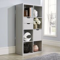 Deluxe Chunky Storage Cube 8 Shelf Bookcase Wooden Display Unit Organiser Grey