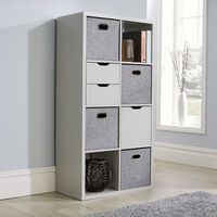 Deluxe Chunky Storage Cube 8 Shelf Bookcase Wooden Display Unit Organiser Grey