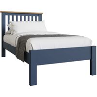 Blue Painted Slatted 3ft Single Wooden Bed Frame Tapered Legs Bedroom Furniture