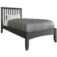 Grey Painted Slatted 3ft Single Wooden Bed Frame Tapered Legs Bedroom Furniture