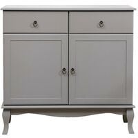 Grey Sideboard 2 Drawer 2 Door Storage Cabinet French Inspired Sculpted Legs