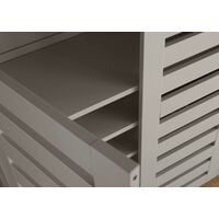 Oslo 3 Door Grey Wooden Shoe Storage Cabinet Rack Stand Cupboard Slatted Doors
