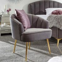 Velvet Grey Oyster Scallop Shell Tub Chair Seat Armchair Cocktail Wingback Sofa