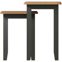 Grey Two Tone Nest of 2 Side Coffee Tables Stackable Wooden Unit Oak Top Finish
