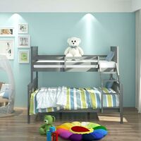Grey Painted Triple Sleeper Double with Single Bunk Bed Slatted Childrens Bed