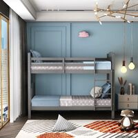 Kids Bunk Bed Grey Painted Pine Single Slatted Base Childrens Bedroom Furniture