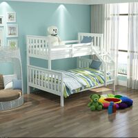 White Painted Triple Sleeper Double with Single Bunk Bed Slatted Childrens Bed