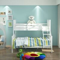 White Painted Triple Sleeper Double with Single Bunk Bed Slatted Childrens Bed