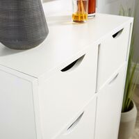 Sideboard White Storage Cabinet 2 Door 2 Drawer Cupboard Solid Wood Legs Scandi