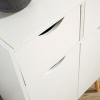 Sideboard White Storage Cabinet 2 Door 2 Drawer Cupboard Solid Wood Legs Scandi