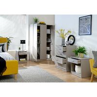 Panama 4pc Bedroom Furniture Set Wardrobe Chest Drawers x2 Bedside Tables Grey