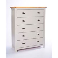 Chest of Drawers 5 Drawer Light Grey Bedroom Furniture Storage Wood Unit