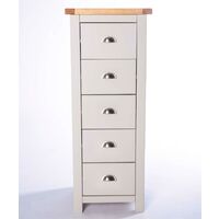 Chest of Drawers 5 Drawer Narrow Light Grey Bedroom Furniture Storage Wooden